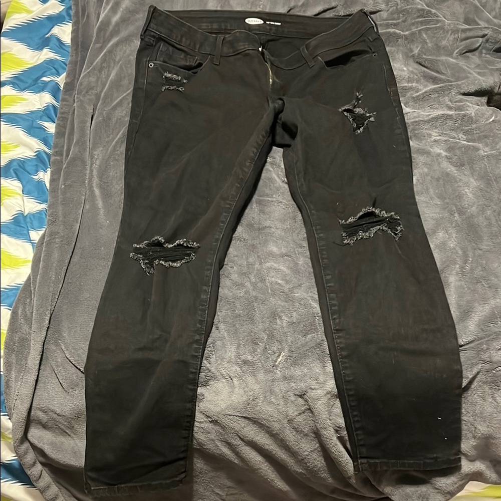 Old Navy Black Skinny Distressed Jeans